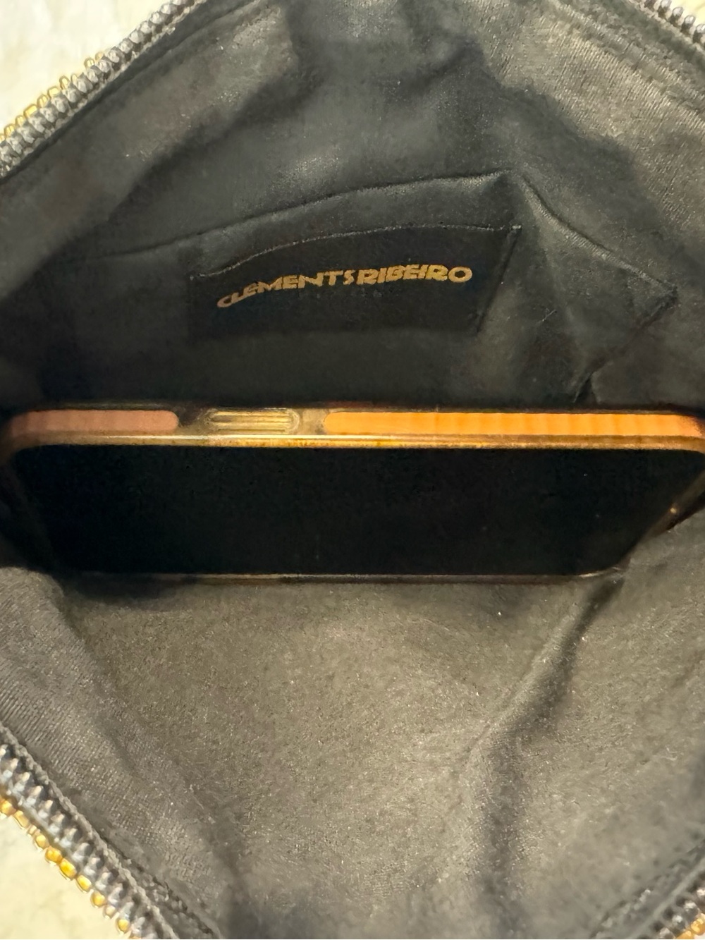 Embellished Beaded Wristlet Clutch in Black, Blue & Teal by Clements Riberio - Picture 8 of 8